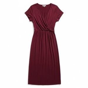 Meri Skye Faux Wrap Maxi Dress XL | Wine Burgundy | Stretch Knit